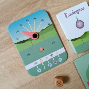 L'heure dans Randognon est géré par une petite horloge en carton ; elle même gérée par un guide (qui est également joueur). A chaque heure de la journée il y a des choses à faire : randonner, manger, dormir, etc.